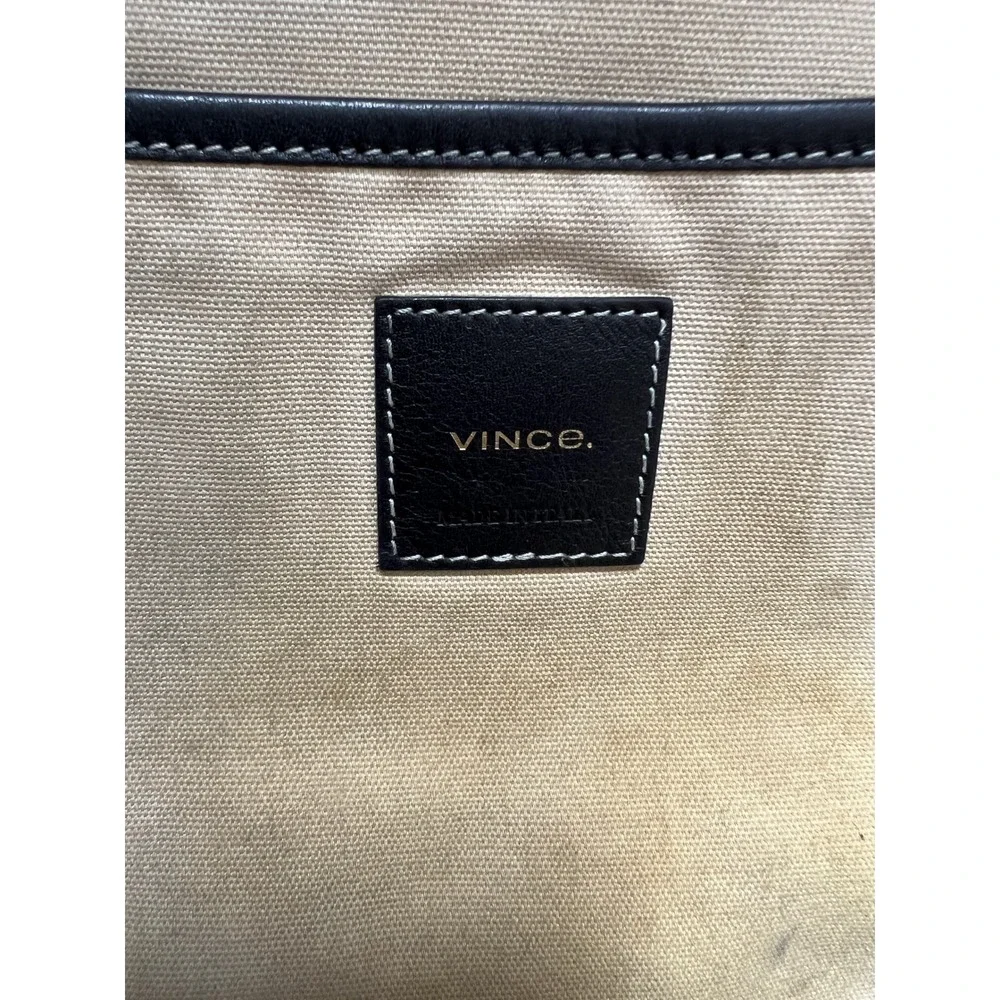 Vince Made in Italy Black Leather & Suede Structured Tote Shoulder Bag